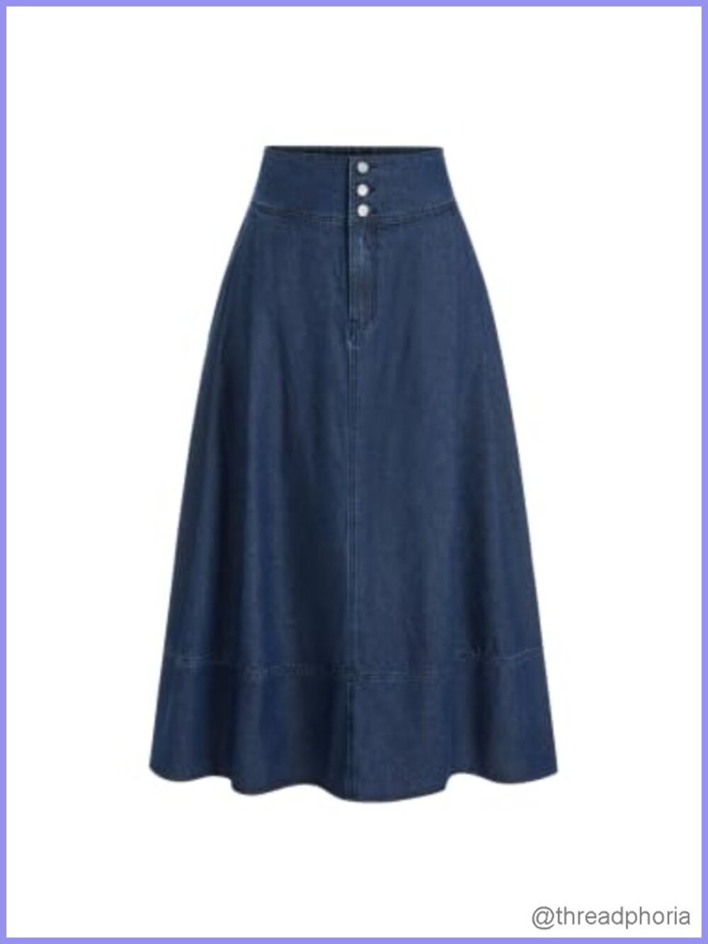 Women's Denim Maxi Skirt Button Fly High Rise A-Line Pockets